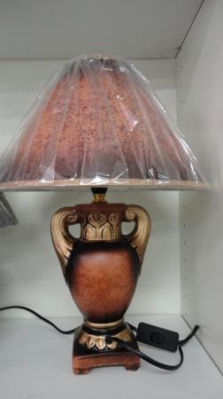 Лампа настольная арт 402 коричневый низ керамика верх пвх  40Вт Е14 миньон