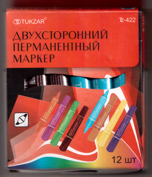 КЦ Маркер Тукзар двусторонний  уп 12шт (6корич/ 6голубой)  (13руб за шт)