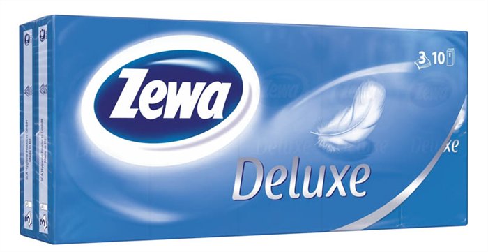 Платочки  носовые Zewa Deluxe голубые 10шт 3-х слойные