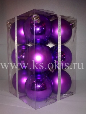 ИГ Набор ёлочных шаров Блестящие/ Матовые 12шт 60мм Реал Фиолетовый