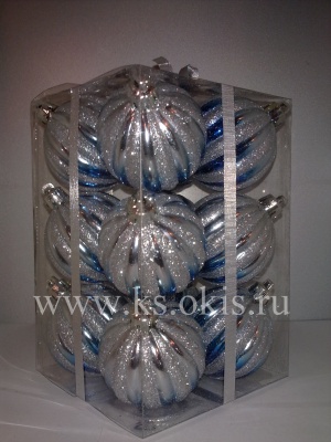 ИГ Набор ёлочных шаров Изумруд 12шт 60мм Реал Серебро