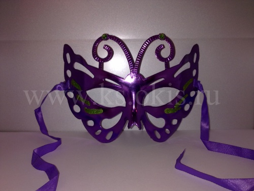 ИГ Маска карнавал пластм Фиолетовая Бабочка на лентах