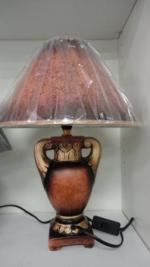 Лампа настольная арт 402 коричневый низ керамика верх пвх 40Вт Е14 миньон 