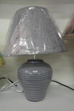 Лампа настольная арт 407 цвет серый низ керамика верх пвх 40Вт Е14 миньон